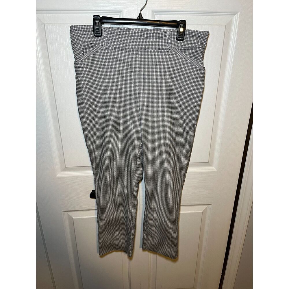 Hilary Radley Womens XL Gray Check Pants Stretch Career Office Casual